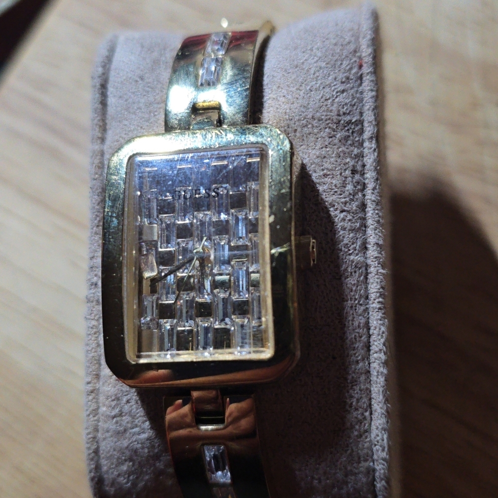Guess Gold-Tone Smartwatch with Crystal Accents